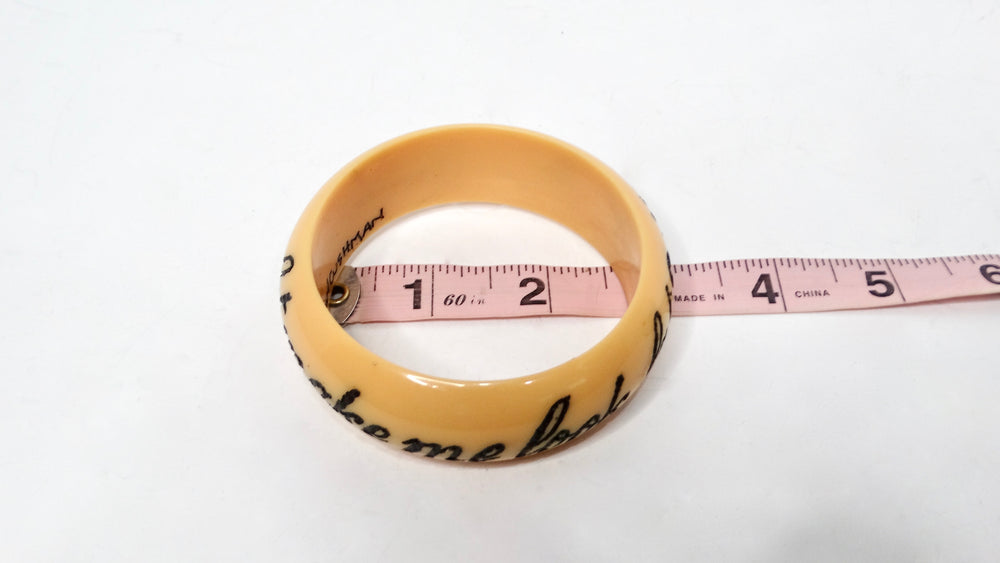 Y2K JKC "Does This Bracelet Make Me Look Fat?" Yellow Resin Bangle
