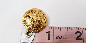 1984 Chanel Gold Tone Lion Motif Coin Style Clip-On Earrings