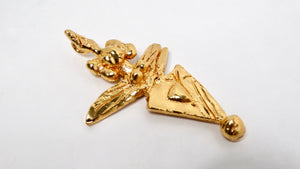 Vintage Gold-Tone Abstract Angel Sculpture Pendant