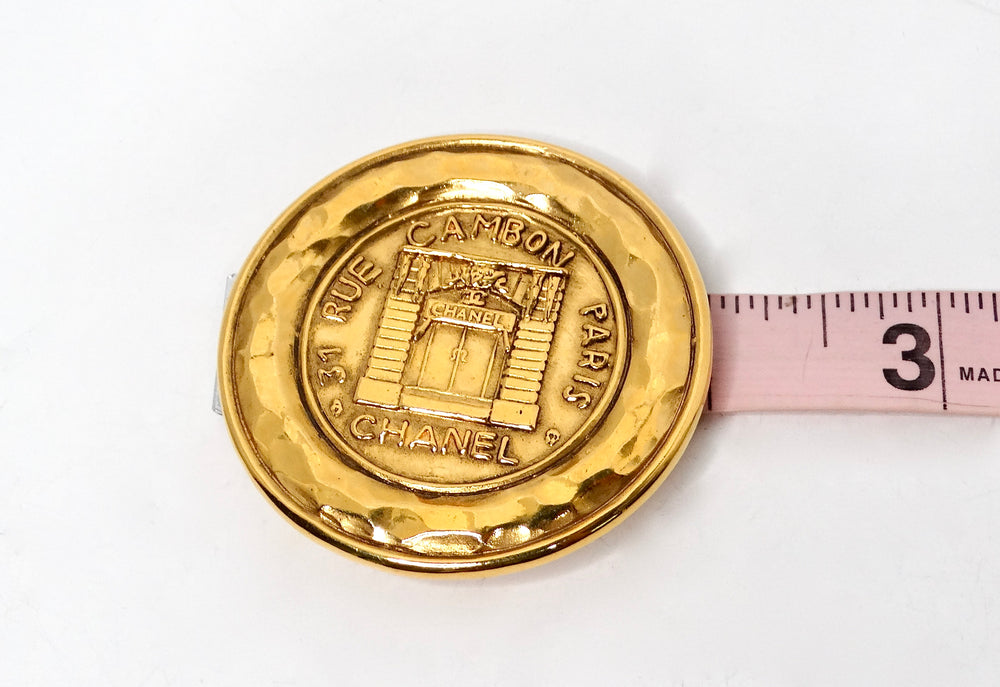 1980s Chanel 31 Rue Cambon Gold Plated Brooch