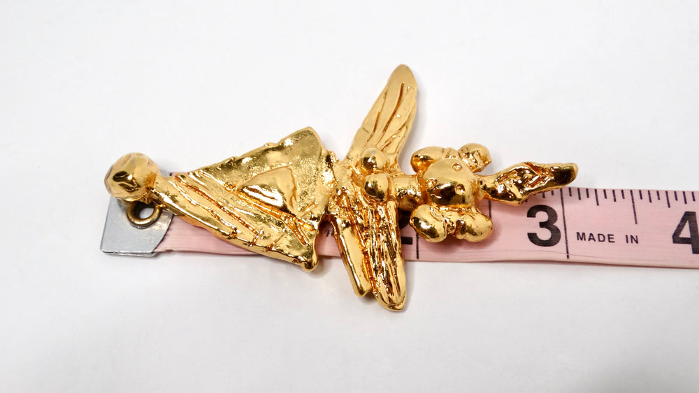 Vintage Gold-Tone Abstract Angel Sculpture Pendant