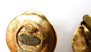 1993 Chanel Round Interlocking CC Gold-Tone Clip-On Earrings