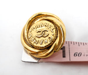 1993 Chanel Round Interlocking CC Gold-Tone Clip-On Earrings