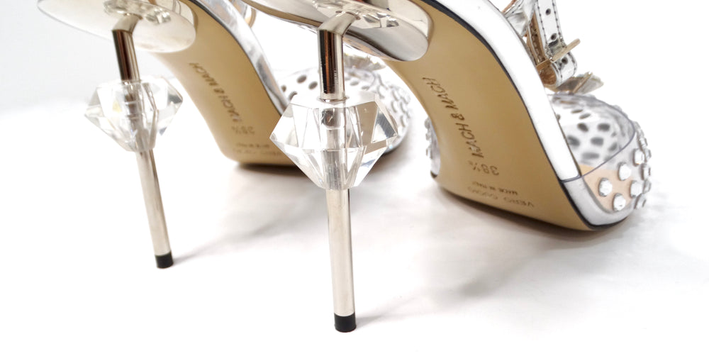 Mach & Mach Crystal Embellished Clear Stiletto Pumps