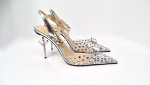 Mach & Mach Crystal Embellished Clear Stiletto Pumps