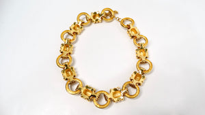 Bulgari Inspired Bold Gold-Tone Chunky-Link Necklace With Braided Detailing