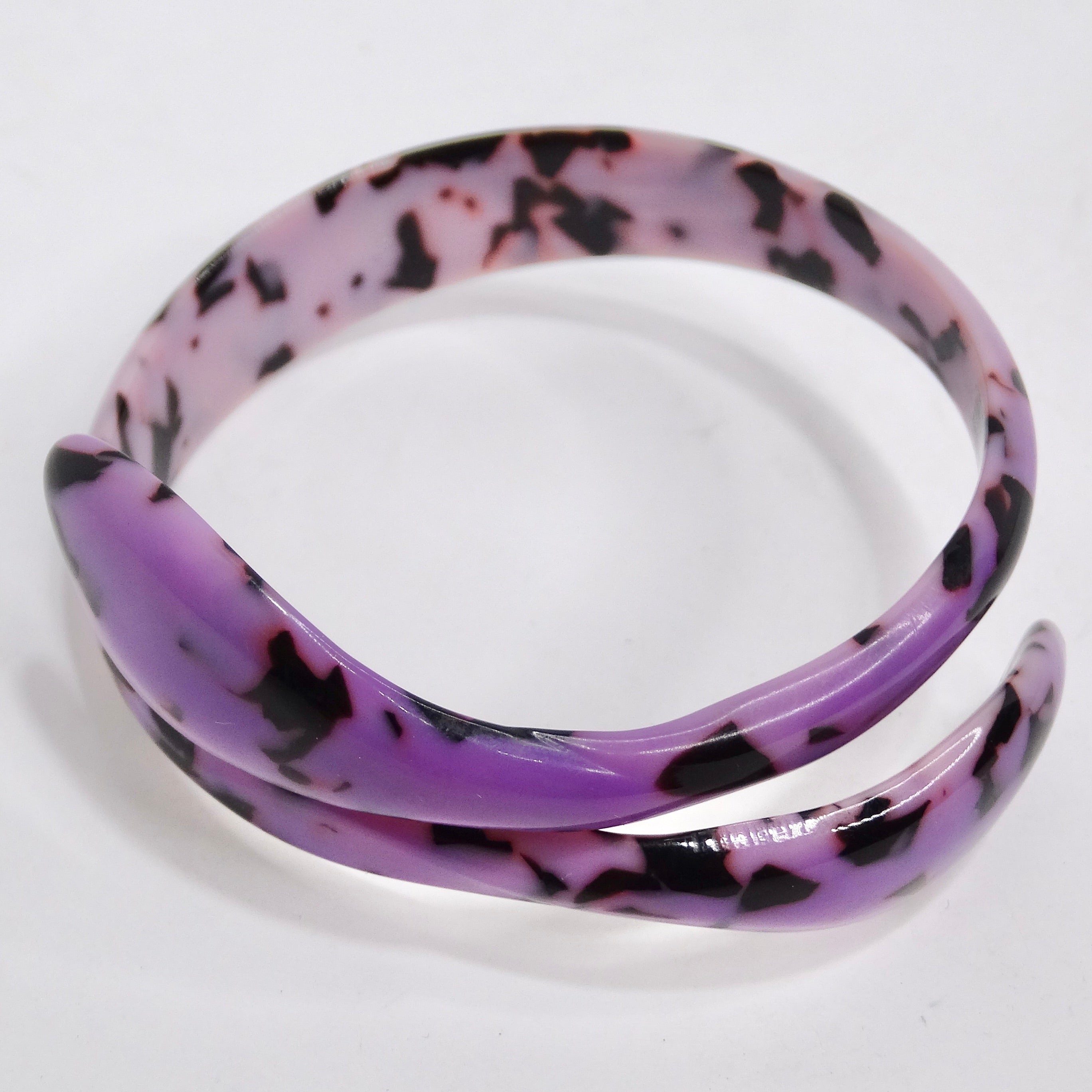 Purple Bakelite Snake Head Cuff Bracelet Vintage by Misty