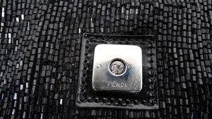 Y2K Fendi Black Beaded Baguette Shoulder Bag