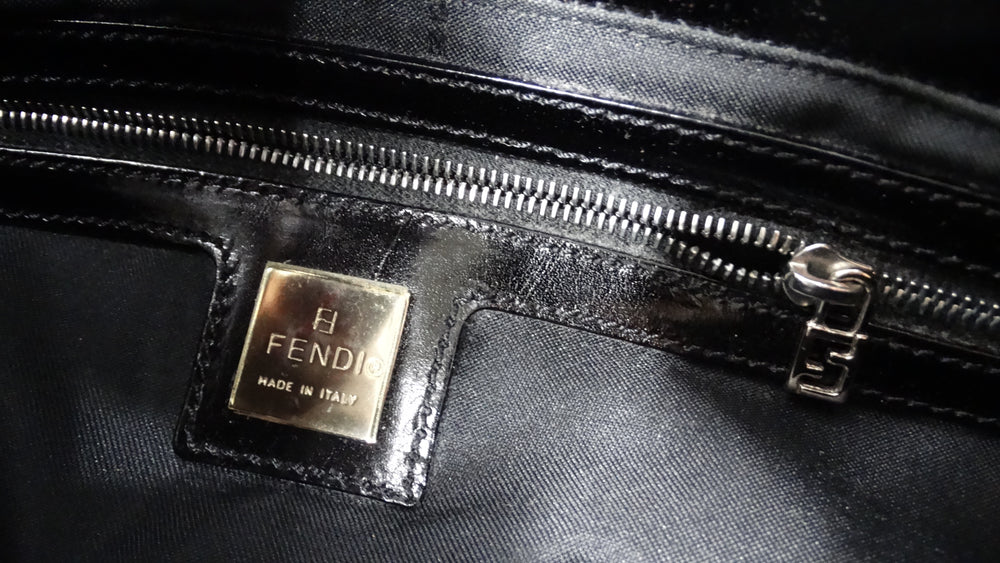 Y2K Fendi Black Beaded Baguette Shoulder Bag