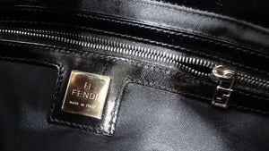 Y2K Fendi Black Beaded Baguette Shoulder Bag