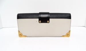 Prada Calf Saffiano Leather East-West Clutch With Chain Strap