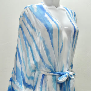 Retrofete Blue Zebra Silk Chiffon Robe