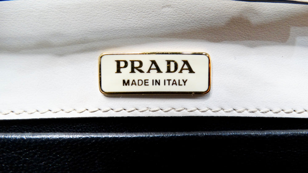 Prada Calf Saffiano Leather East-West Clutch With Chain Strap