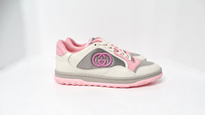 Gucci Mac80 Pink & Grey Calfskin Leather Sneakers