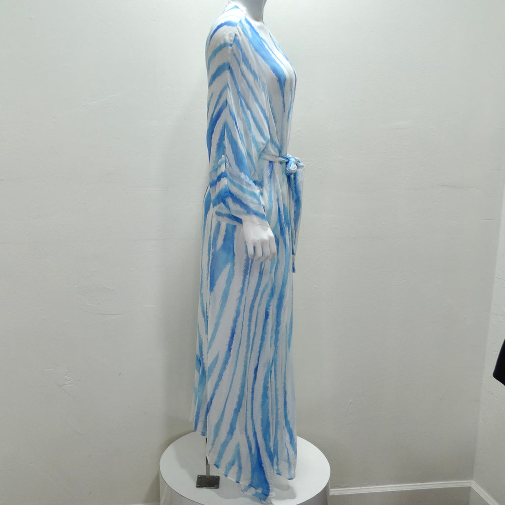 Retrofete Blue Zebra Silk Chiffon Robe