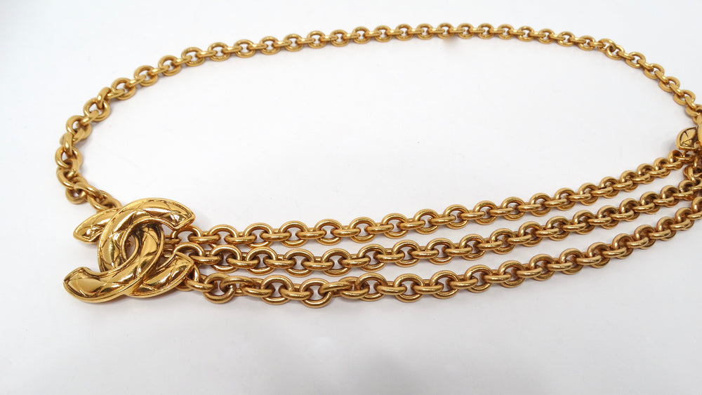 1990s Chanel Interlocking CC Gold Plated Chain Waist Belt