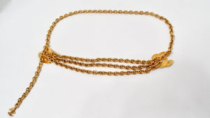 1990s Chanel Interlocking CC Gold Plated Chain Waist Belt