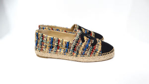 Chanel Tweed Grosgrain Multicolor Interlocking CC Espadrilles