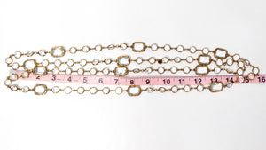 1981 Chanel Long Clear Crystal & Gold Plated Chain Chicklet Necklace