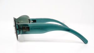 1990s Gucci Blue Tinted Frameless Oversized Shield Sunglasses