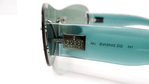 1990s Gucci Blue Tinted Frameless Oversized Shield Sunglasses