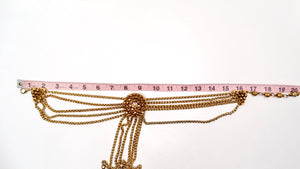 Claire Deve Vintage Gold-Tone Beaded Rope Tassel Lariat Necklace