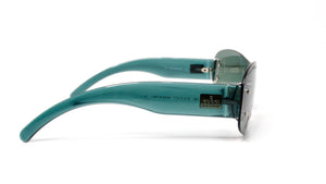 1990s Gucci Blue Tinted Frameless Oversized Shield Sunglasses