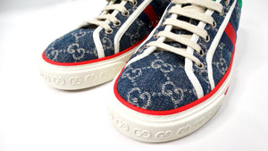 Gucci Denim Monogram Web 1977 Tennis Blue Sneakers