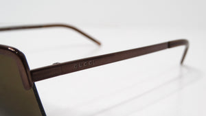 1990s Gucci Brown Rectangular Metal Frame Tinted Sunglasses