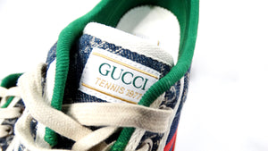 Gucci Denim Monogram Web 1977 Tennis Blue Sneakers