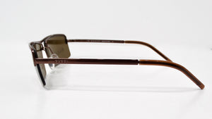 1990s Gucci Brown Rectangular Metal Frame Tinted Sunglasses