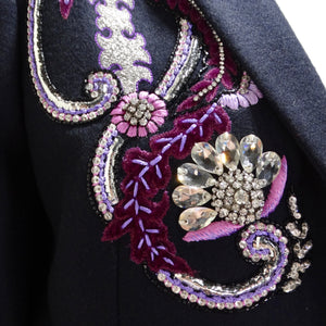 Dries Van Noten Navy Crystal Embroidered Blazer