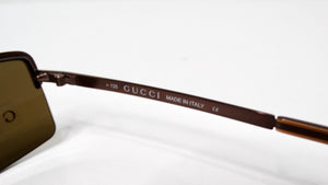 1990s Gucci Brown Rectangular Metal Frame Tinted Sunglasses