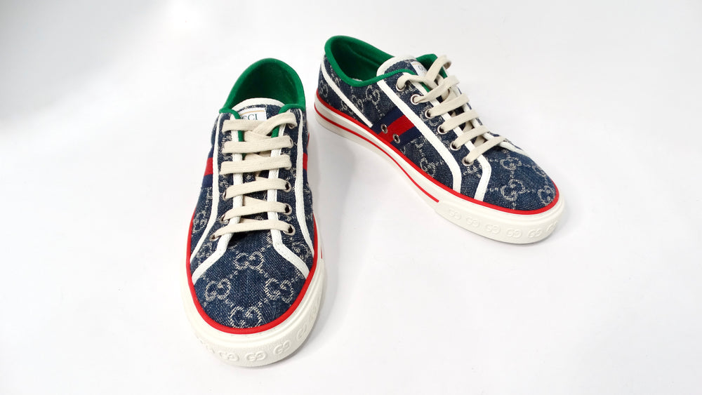 Gucci Denim Monogram Web 1977 Tennis Blue Sneakers