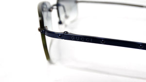 1990s Gucci Gradient Blue Tinted Frameless Rectangular Lens Sunglasses