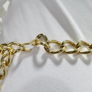 1980s Gold Tone Chain Charm Belt