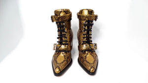 Chloe Rylee Gold Python Embossed Leather Caged Boots