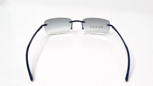 1990s Gucci Gradient Blue Tinted Frameless Rectangular Lens Sunglasses