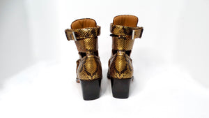 Chloe Rylee Gold Python Embossed Leather Caged Boots