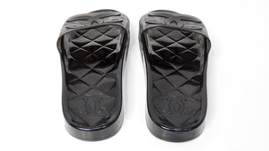 Chanel PVC Transparent Black Interlocking CC Logo Slides