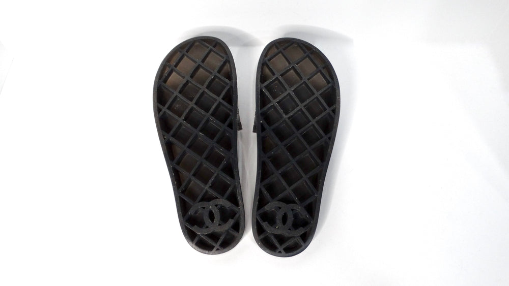 Chanel PVC Transparent Black Interlocking CC Logo Slides