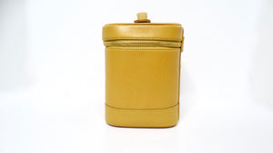 Chanel Circa 1998 Mustard Caviar Interlocking CC Vanity Case