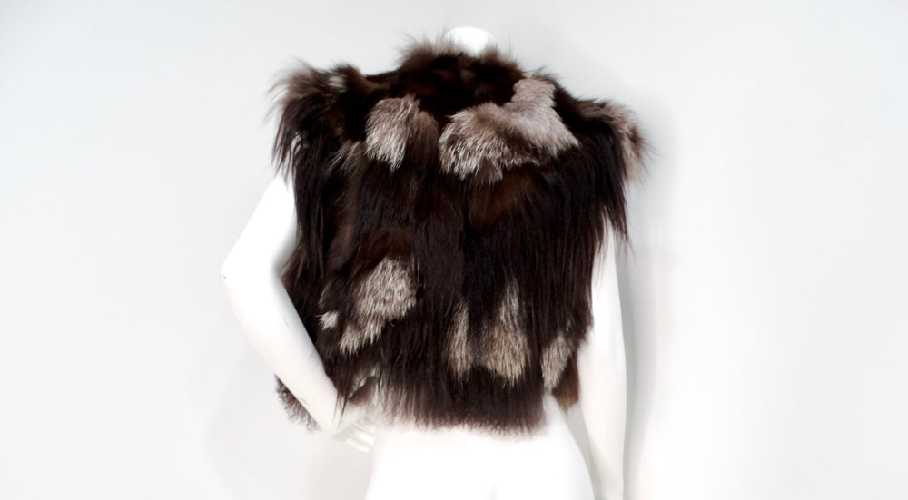 Yves Saint Laurent Avant Garde Multi-Fur Patch Cropped Vest Circa 1980s