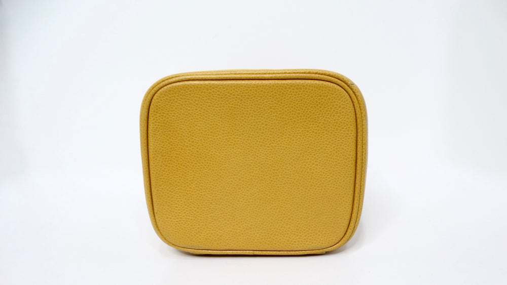 Chanel Circa 1998 Mustard Caviar Interlocking CC Vanity Case