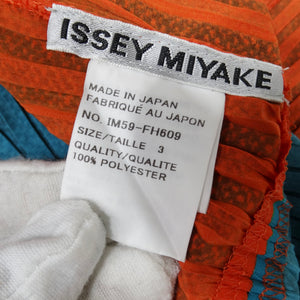 Issey Miyake Orange Blue Pleated 1990s Turtleneck Dress