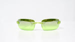 1990s Emporio Armani Neon Green Rectangular Frameless Sunglasses