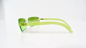 1990s Emporio Armani Neon Green Rectangular Frameless Sunglasses