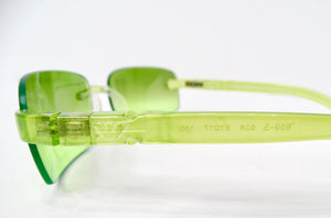 1990s Emporio Armani Neon Green Rectangular Frameless Sunglasses