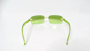 1990s Emporio Armani Neon Green Rectangular Frameless Sunglasses