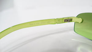 1990s Emporio Armani Neon Green Rectangular Frameless Sunglasses